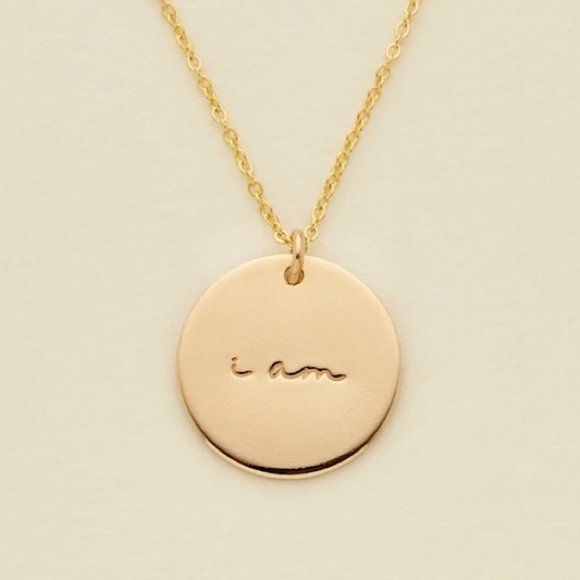 "I Am" Self-Love Mantra Minimalist Bohemian Pendant Charm Silver/Gold Necklace - Picture 7 of 15